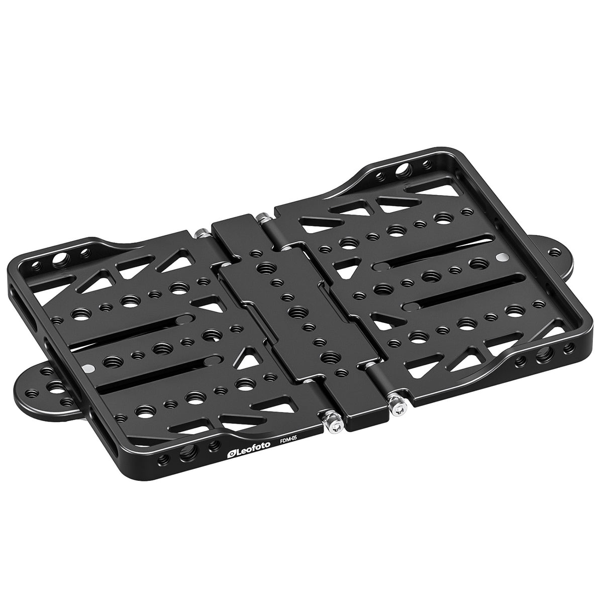 Leofoto FDM-05 Foldable Tac Table fully opened, showing the perforated aluminium platform and folding side sections