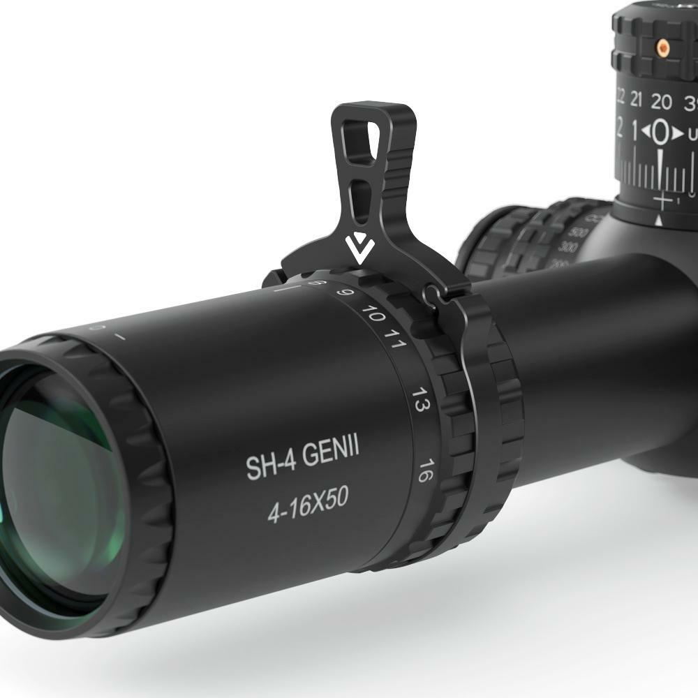 Arken Optics Throw Lever mounted on a riflescope for improved magnification adjustments and precision.