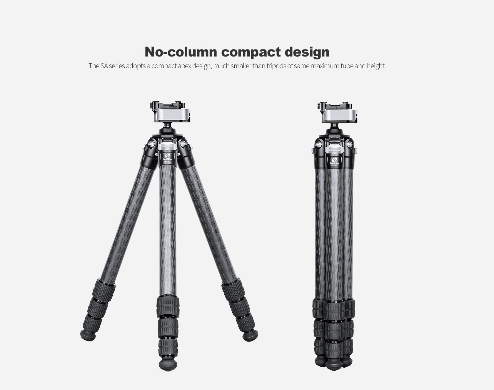 Leofoto SA-364C+MA-30L tripod kit showcasing no-column compact design for maximum stability and portability.