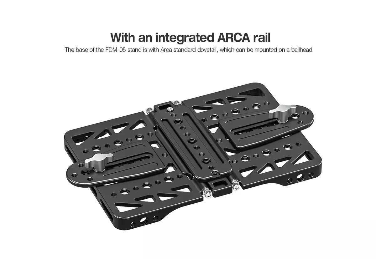 Leofoto FDM-05 Foldable Tac Table with integrated ARCA rail for stable mounting.