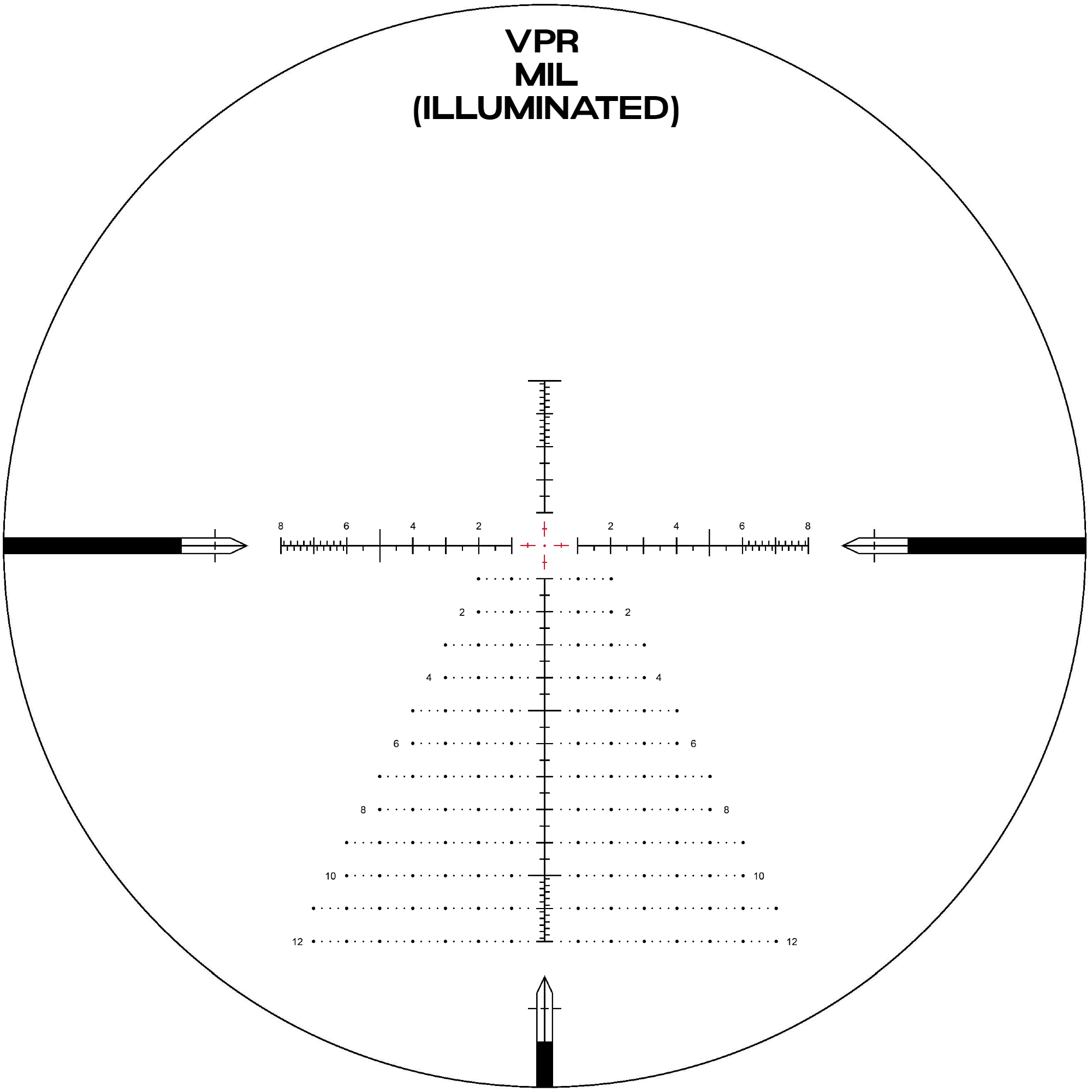 Arken EP-5 5-25X56 FFP scope reticle featuring VPR MIL illuminated design for enhanced targeting precision.