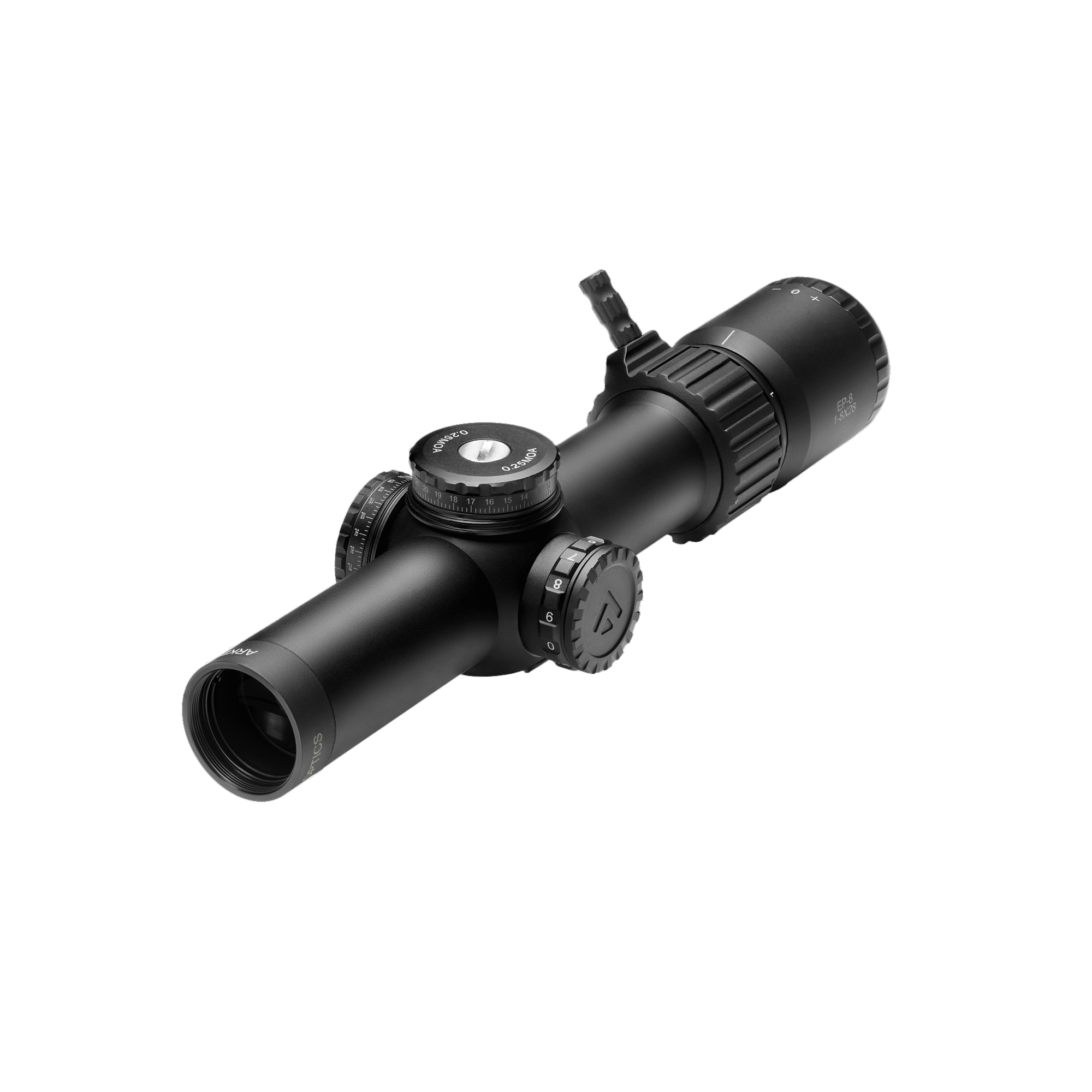 Arken EP8 1-8x28 FFP low power variable optic for budget-minded shooters with high performance.