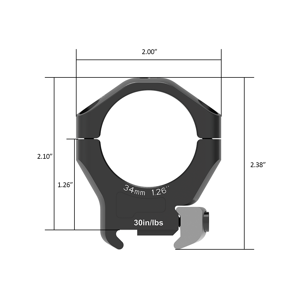 Arken HALO TI 34mm Titanium Scope Rings dimensions and specifications diagram