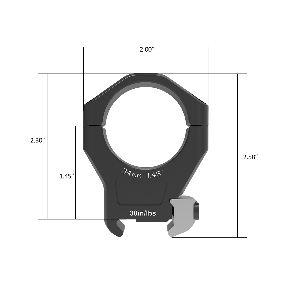 Arken HALO TI 34mm Titanium Scope Rings technical drawing with measurements and features