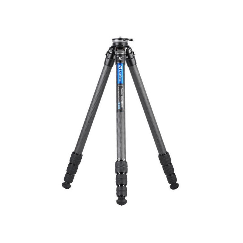 Leofoto Ranger LS-284CEX carbon tripod, front view with all three legs extended.