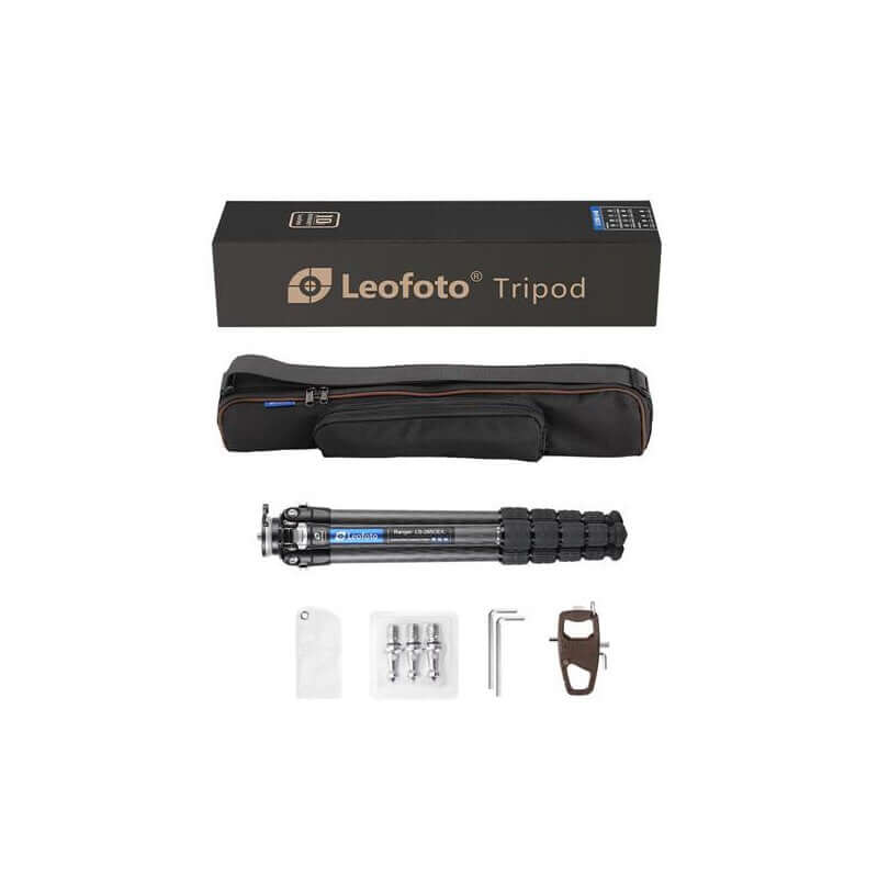 Hunter tripod LS-284CEX + PCL-52 including Leofoto tripod, carry case, and accessories.