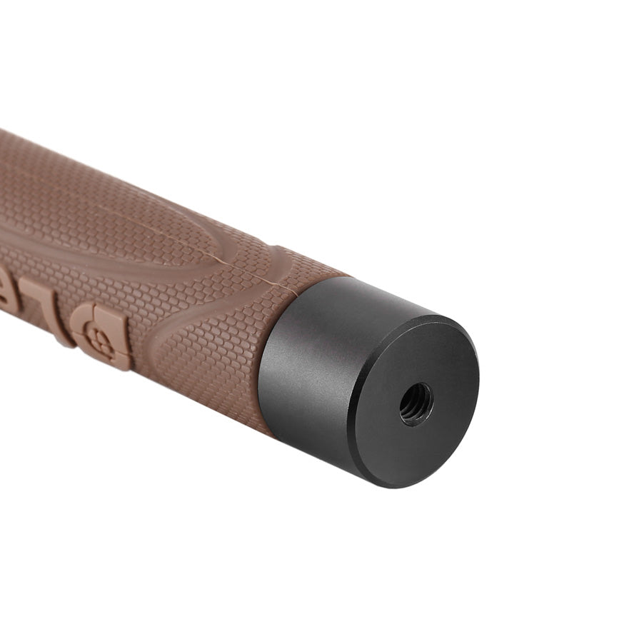 Close-up of the handle of the Leofoto GO-125 Monopod showing textured grip and mount.