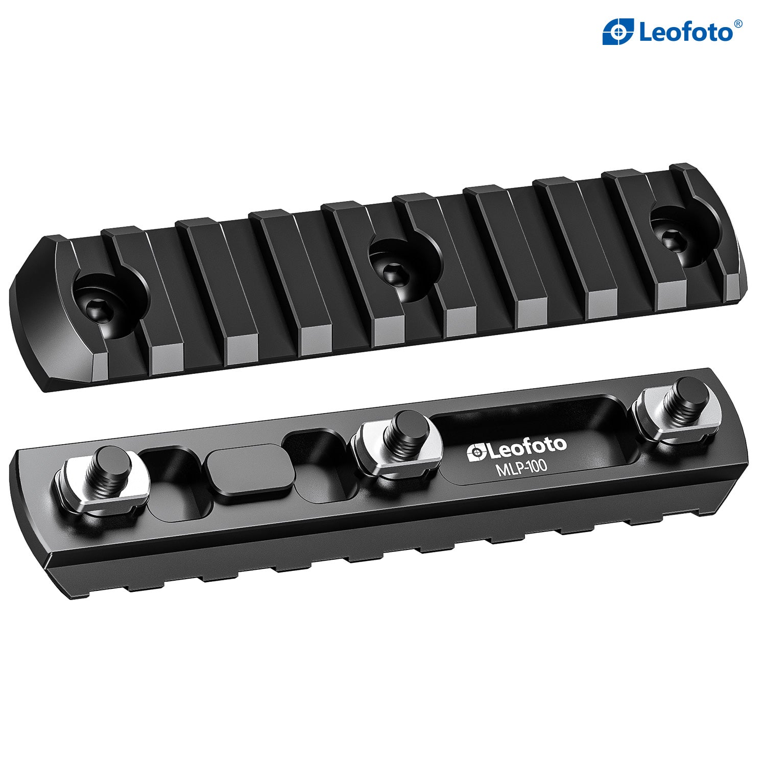 Leofoto M-Lok Picatinny rail 40mm-100mm, durable aircraft-grade aluminum, compatible with M-LOK handguards.