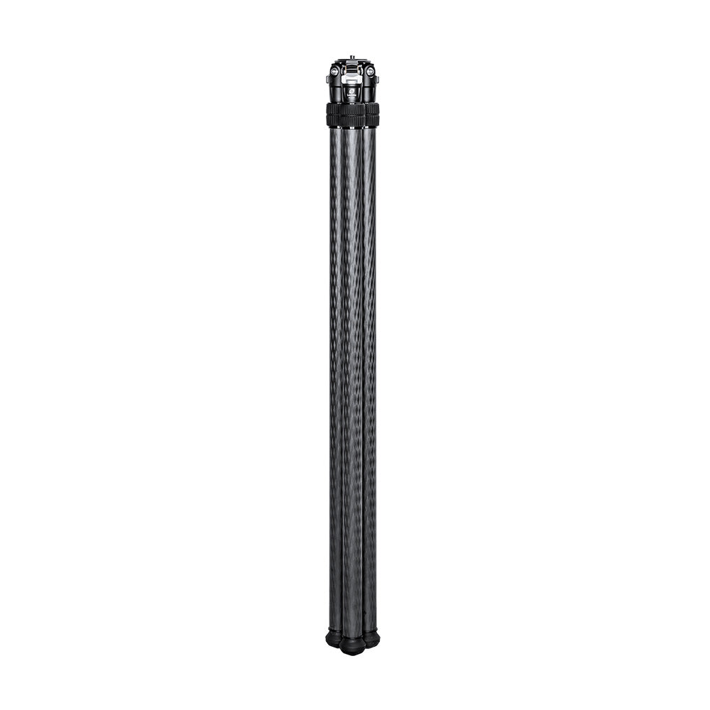 Leofoto SO-282C tripod shown in upright position, made of lightweight carbon fiber for field use.