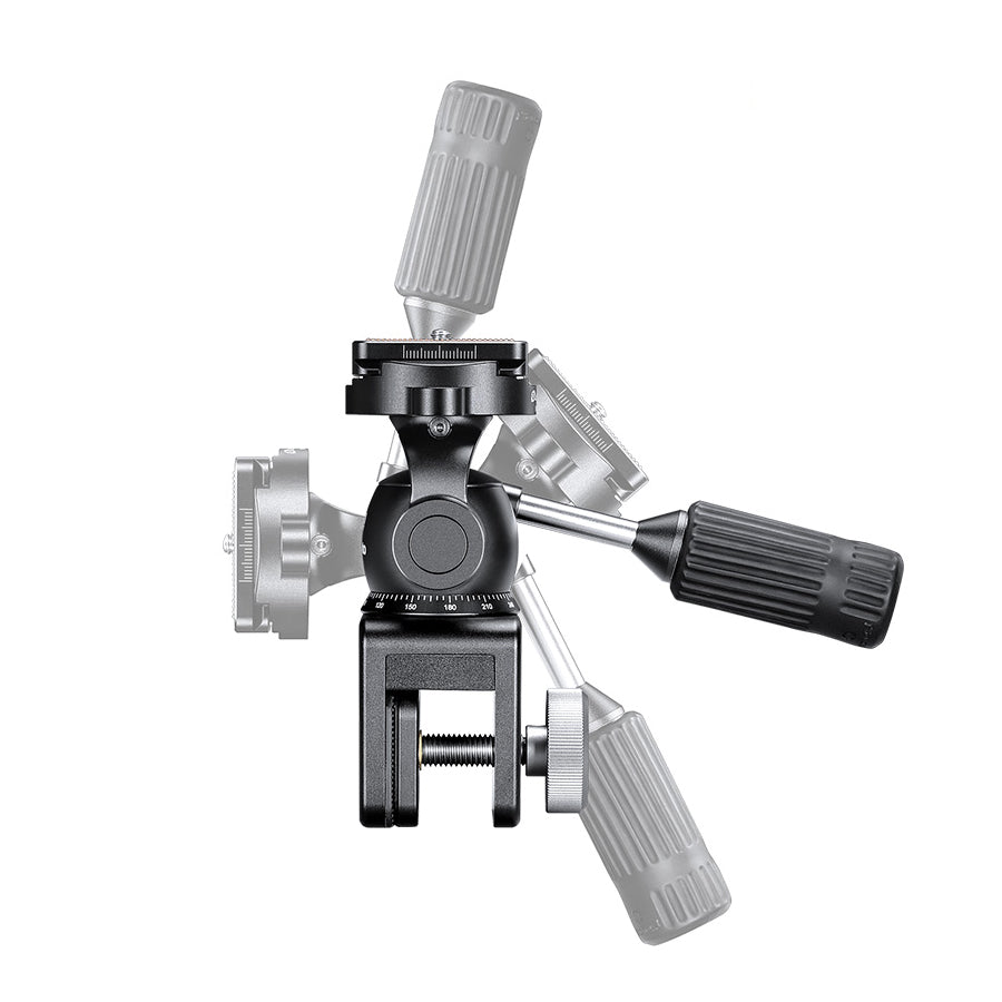 WN-01+SW-01 car window clamp kits showing adjustable panning and tilting capabilities for stable shooting.