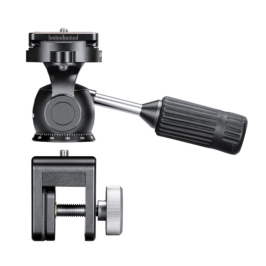 WN-01+SW-01 car window clamp kits showing panning head and clamp mechanism for stability while shooting.