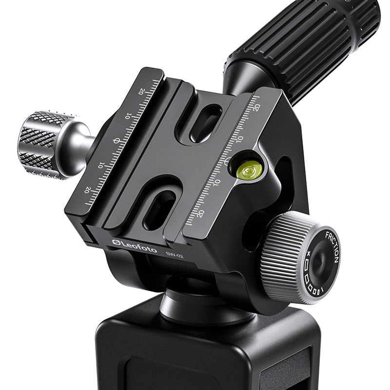 WN-01+SW-02 car window clamp kits showcasing adjustable tripod head with panning and tilting features.