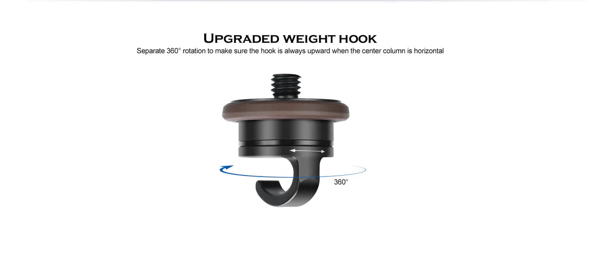 Leofoto HC-32KIT Carbon Fiber Tripod Kit with Ball Head upgraded weight hook with 360° rotation for better stability.