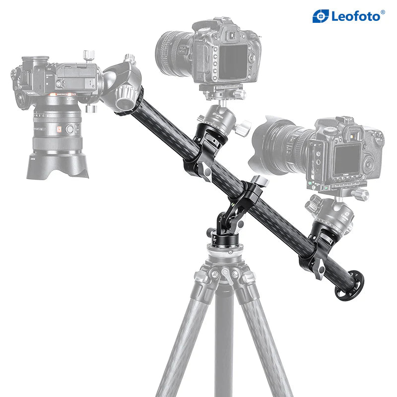Leofoto HC-32KIT Carbon Fiber Tripod Kit with Ball Head showcasing adjustable horizontal center column system.