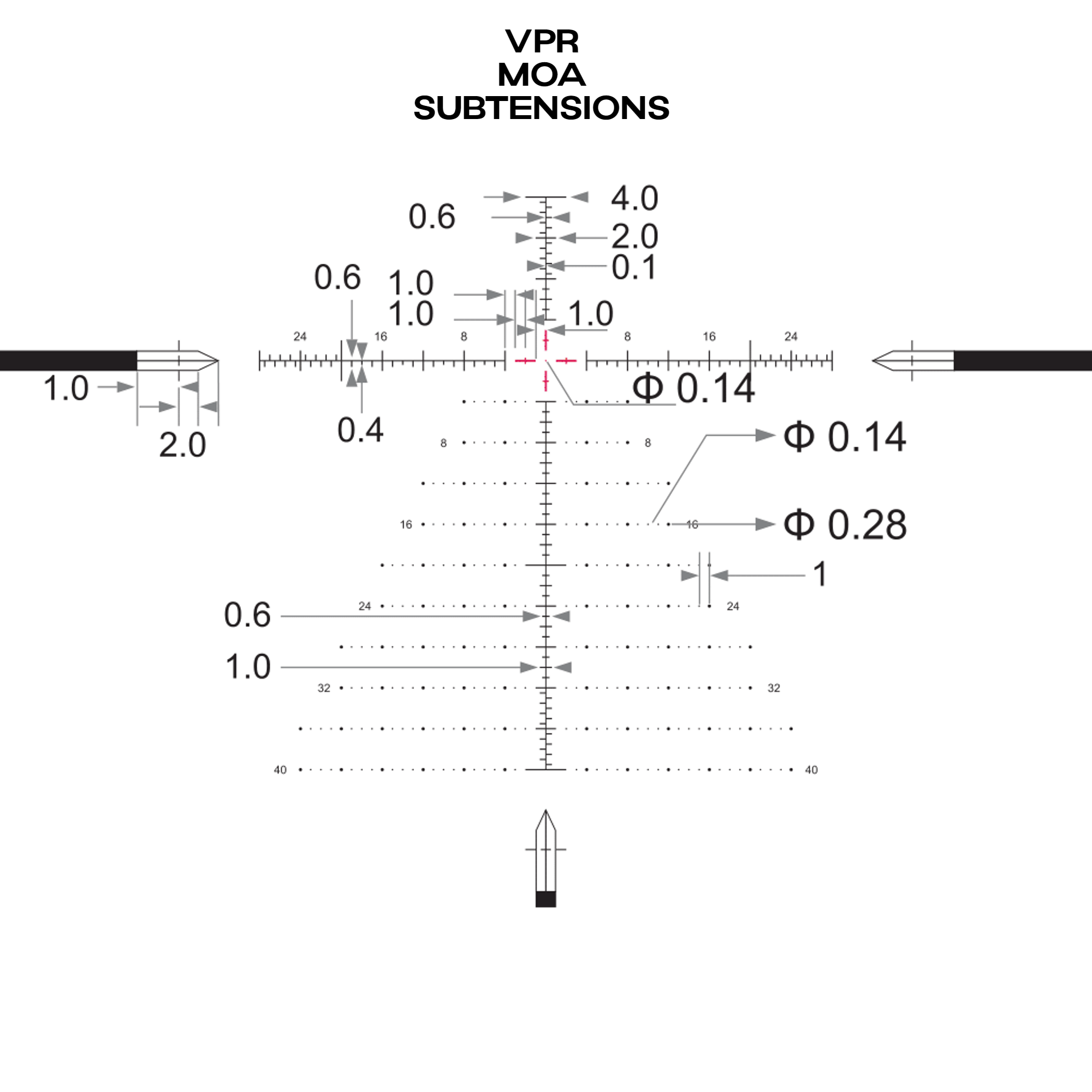 VPR MOA subtensions reticle for Arken EP-5 7-35X56 FFP MIL long range optics.