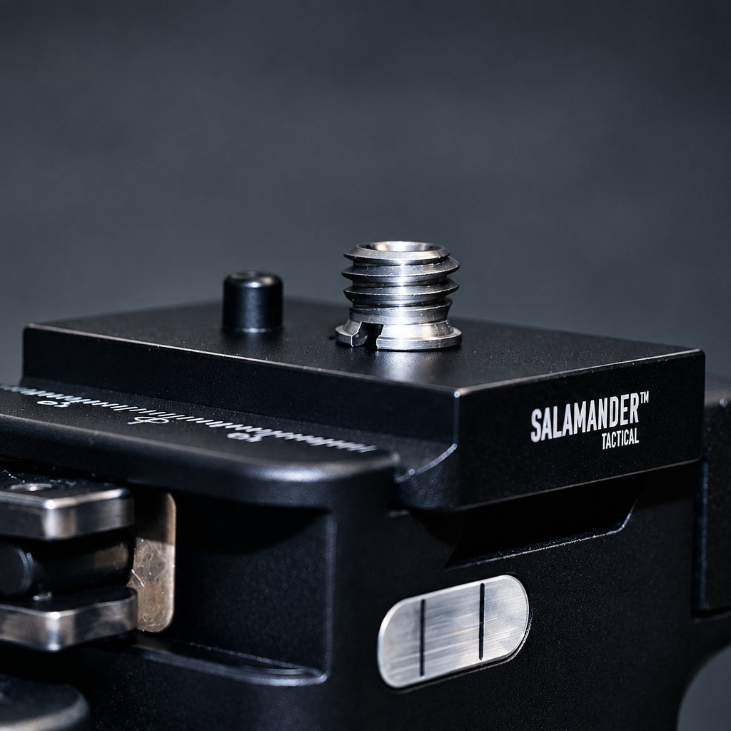Arca spotting scope adapter mounted on tripod