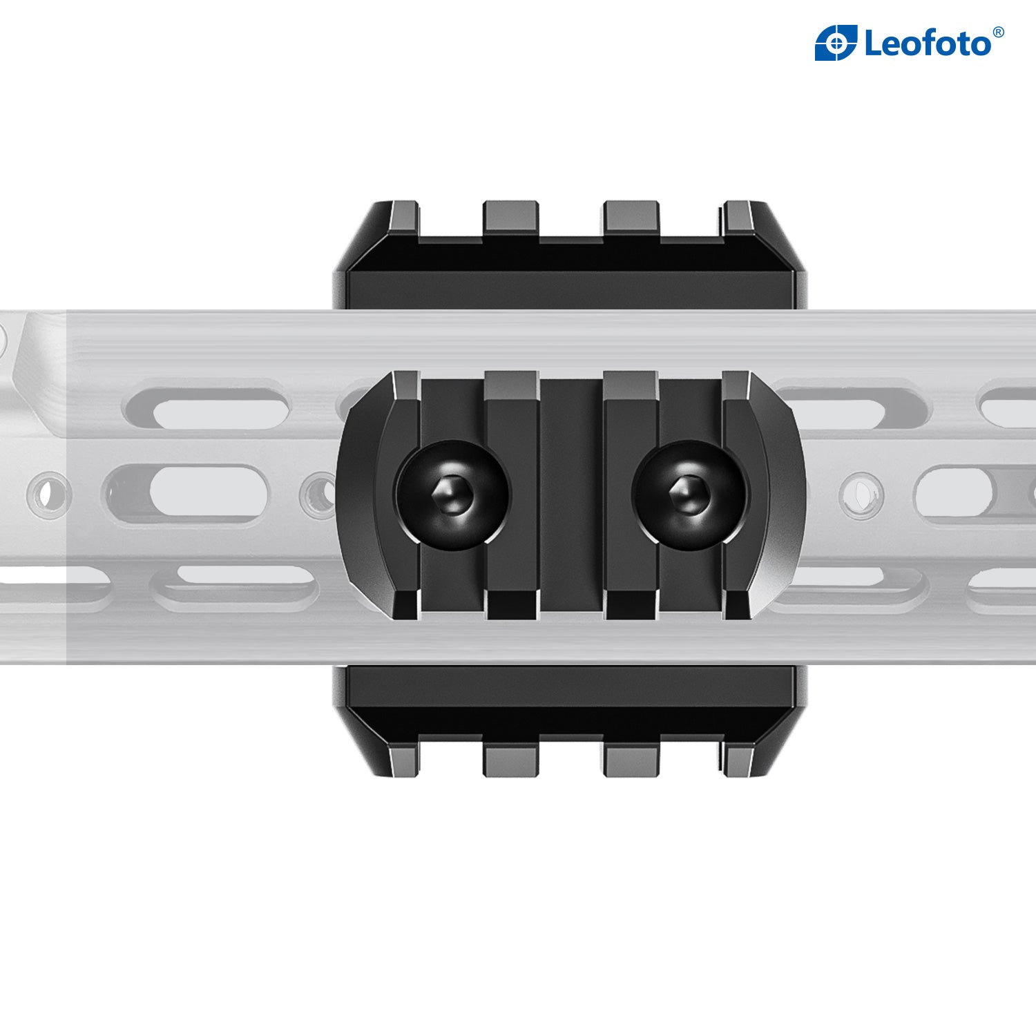 Leofoto M-Lok Picatinny rail 40mm-100mm mounted on a compatible handguard, showcasing its reliable interface.