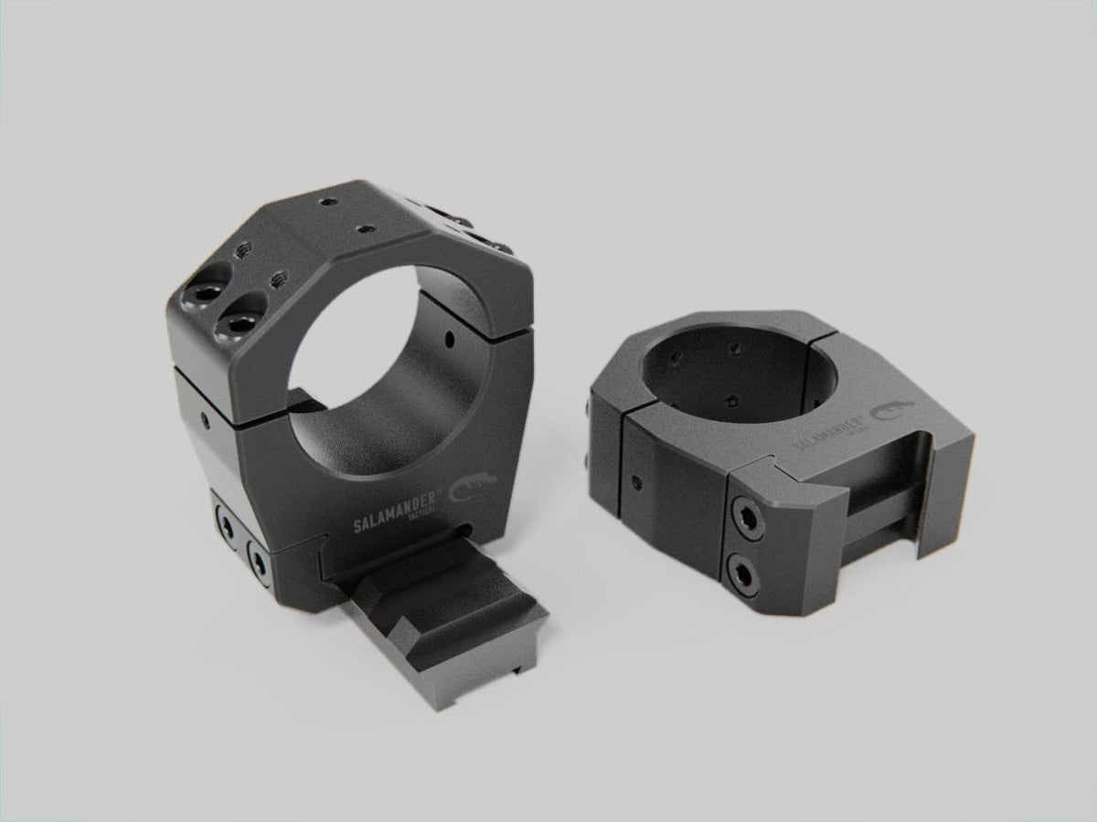 36 mm tactical scope rings installed on a rifle